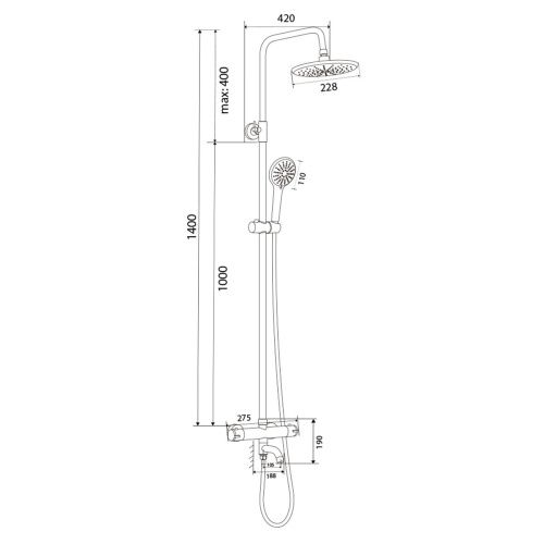 Душевая система OLIVE'S TERMO 34511TMB Черный с термостатом