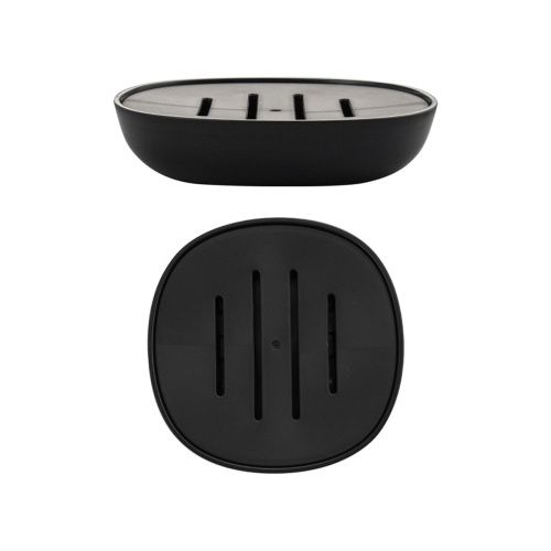 Мыльница настольная Санакс 29037 черная, пластиковая