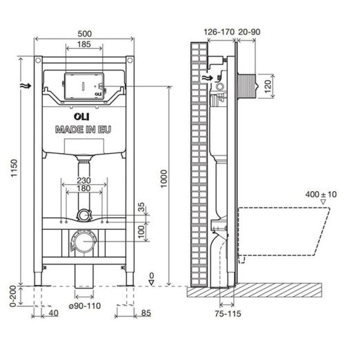 Комплект инсталляция Инсталляция OLI 120 ECO mechanic с кнопкой Slim хром глянец 879236mSL00