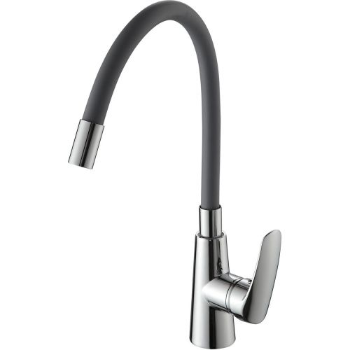Смеситель для кухни Ammore A5505-2  с силиконовым изливом серый/хром
