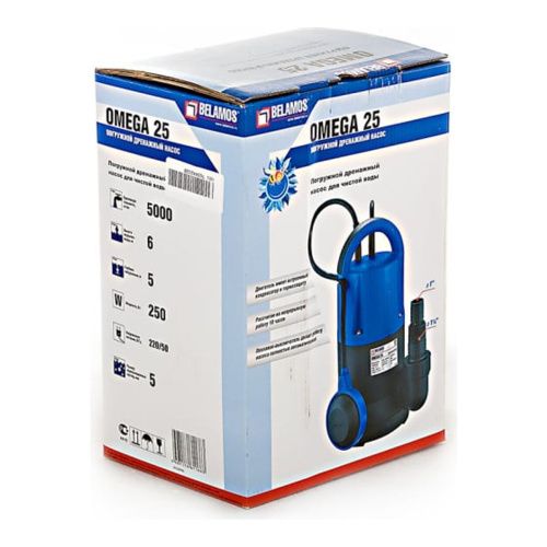 Насос погружной дренажный д/грязной воды 250Вт Belamos Omega 25, 83 л/мин, Н-6 м, каб.6 м