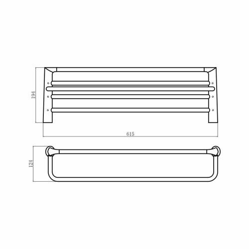 Полка настенная FASHUN A1824-7 Черная с держателем для полотенец