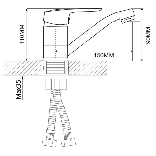 Смеситель для раковины, кухни Ammore A5140 хром
