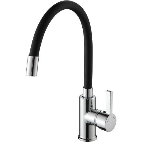 Смеситель для кухни Ammore A5506-1 с силиконовым изливом чёрный/хром