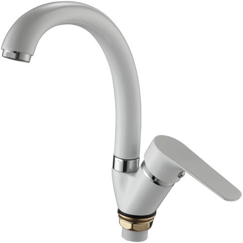 Смеситель для кухни Ammore A5003-C с высоким поворотным изливом белый