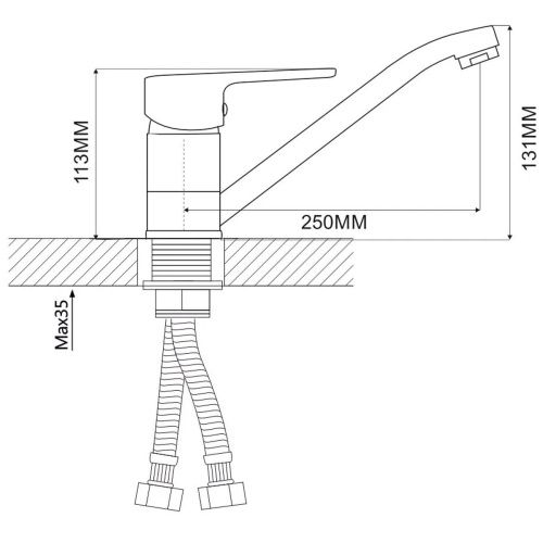Смеситель для кухни Ammore A5403-A  хром с поворотным изливом чёрный