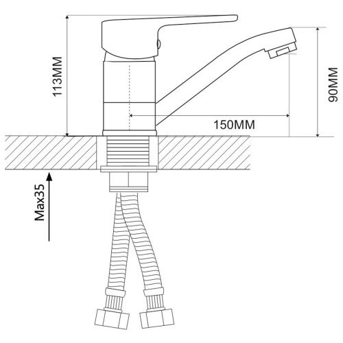 Смеситель для раковины, кухни Ammore A5102 хром с поворотным изливом