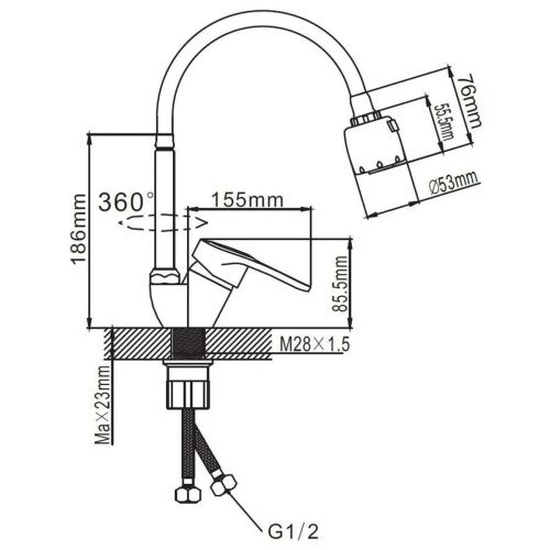 Смеситель для кухни Эверест B58-025 с гибким изливом