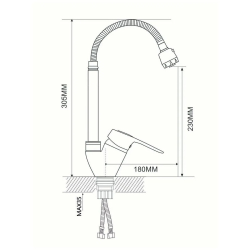 Смеситель для кухни Ammore A5040-T с гибким изливом хром