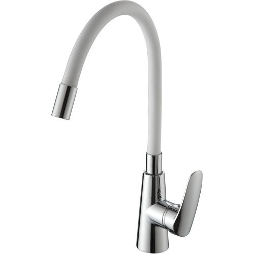 Смеситель для кухни Ammore A5505-3 с силиконовым изливом белый/хром