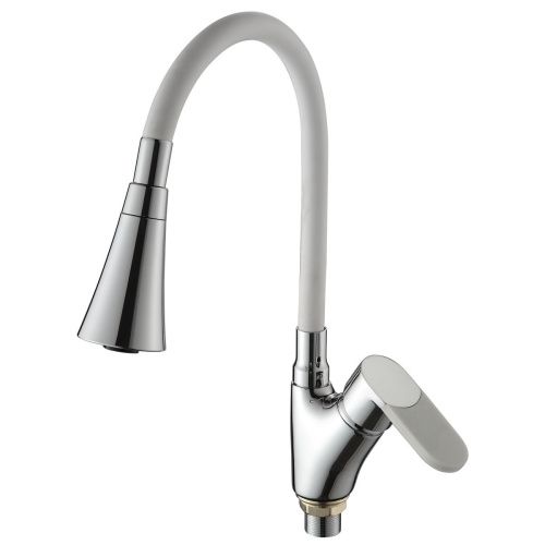 Смеситель для кухни Ammore A5007-3T силиконовым изливом белый/хром