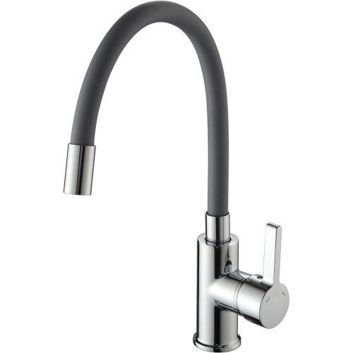 Смеситель для кухни Ammore A5506-2 с силиконовым изливом серый/хром