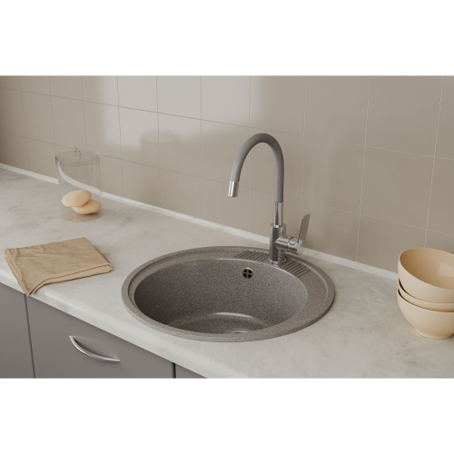 Смеситель для кухни RUSH Siple SI7335-60Grey с гибким изливом Серый