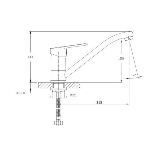 Смеситель для кухни RUSH Victoria VI7135-27 с длинным изливом хром