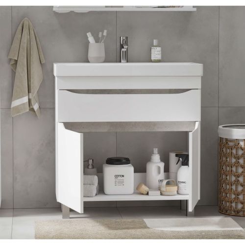 Тумба для ванны напольная Lake 60 tnLAKE60.2D.1Y-01 2 двери, 1 ящик с раковиной Lake 60