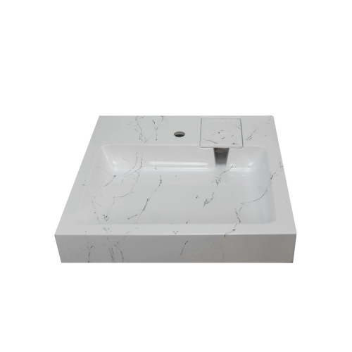 Раковина Стандарт 60 5227600-1-0 Белый мрамор матовый с кронштейном и мыльницей 600х599х85 мм