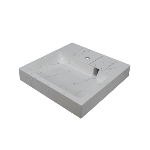 Раковина Стандарт 60 5227600-1 Белый мрамор с кронштейном и мыльницей 600х599х85 мм