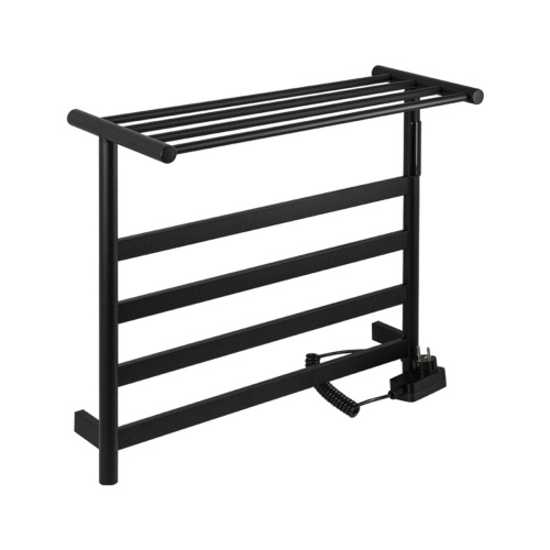 Полотенцесушитель KRAFTTE 44019 Черный лесенка электрический на 4 перекладины из нерж. стали с таймером 510х573х220 мм, 75W