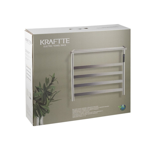 Полотенцесушитель KRAFTTE 44019 Черный лесенка электрический на 4 перекладины из нерж. стали с таймером 510х573х220 мм, 75W