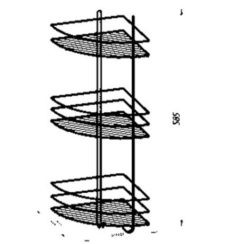 Полка угловая Proffero П23028 Хром гальваника 3 яруса с вешалками