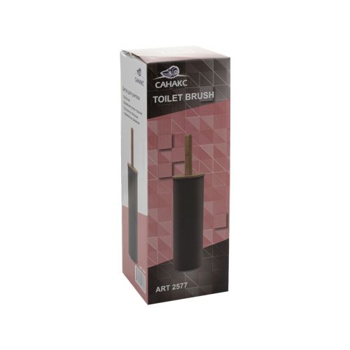 Ёрш для унитаза Санакс 2577 напольный, металл, черный с вставками дерева