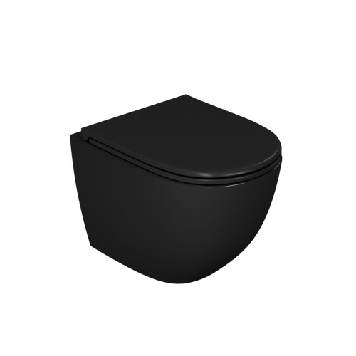 Унитаз подвесной безободковый D&K Matrix DT1396025, 490*370*360 мм, сиденье микролифт, черный