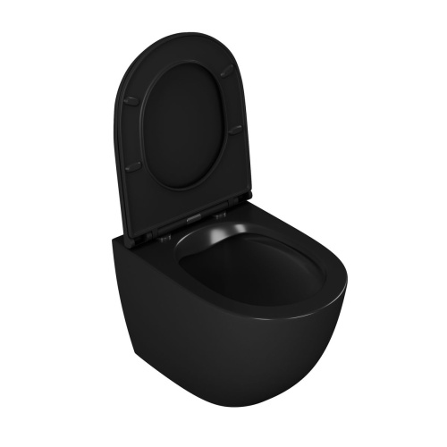 Унитаз подвесной безободковый D&K Matrix DT1396025, 490*370*360 мм, сиденье микролифт, черный