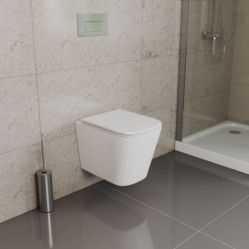 Унитаз подвесной безободковый D&K Quadro DT1516016, 530*360*365 мм, сиденье микролифт, белый