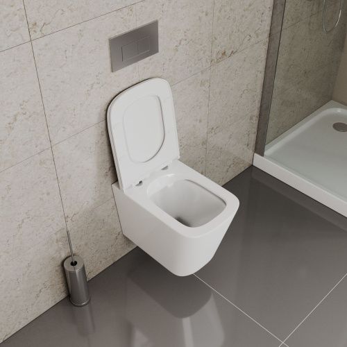 Унитаз подвесной безободковый D&K Quadro DT1516016, 530*360*365 мм, сиденье микролифт, белый