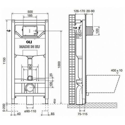 Инсталляция OLI 120 ECO mechanic с кнопкой Globe хром глянец, пластик 879236mGL00