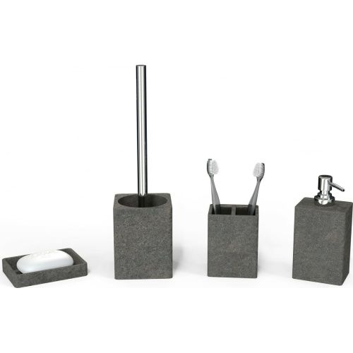 Мыльница настольная STONE, BLACK FOR-STN36BL полирезин