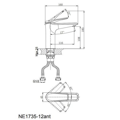 Смеситель для раковины RUSH Nevis NE1735-12ch хром