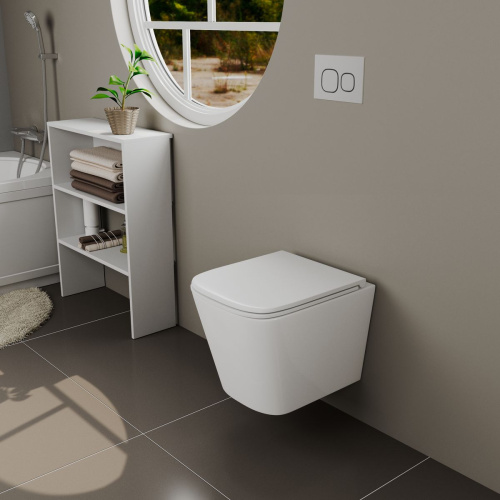 Унитаз подвесной безободковый D&K Berlin DT1436016, 490*340*350 мм, сиденье микролифт, белый