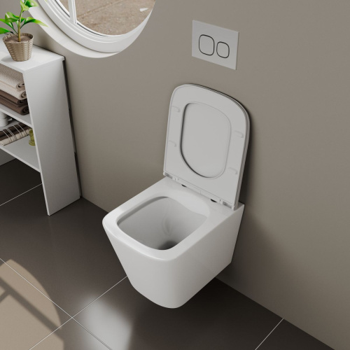 Унитаз подвесной безободковый D&K Berlin DT1436016, 490*340*350 мм, сиденье микролифт, белый