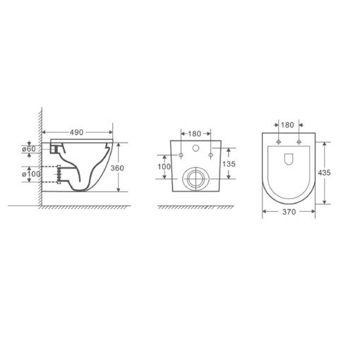 Унитаз подвесной безободковый D&K Matrix DT1396016, 490*370*360 мм, сиденье микролифт, белый