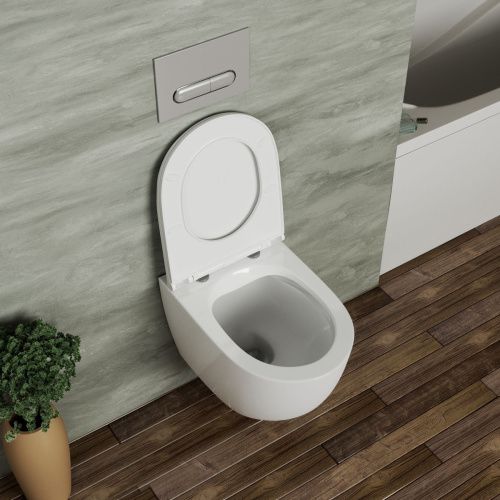 Унитаз подвесной безободковый D&K Matrix DT1396016, 490*370*360 мм, сиденье микролифт, белый