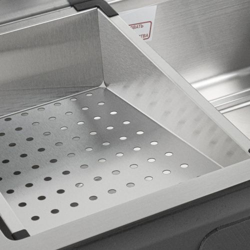 Мойка для кухни врезная FABIA PROFI 68453 сатин из нержавеющей стали, 68*45 см с сифоном, коландером