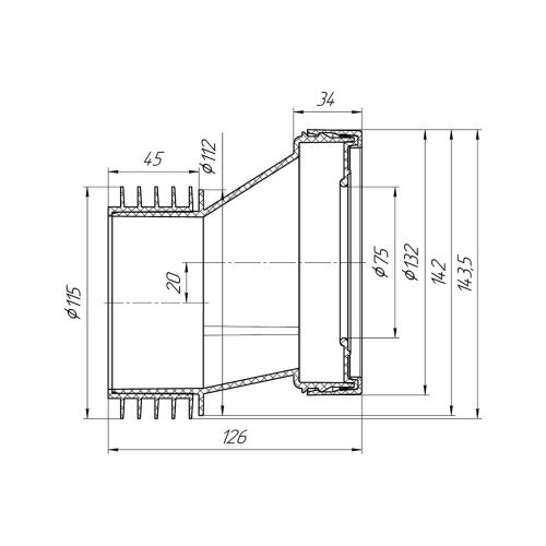 Эксцентрик жесткий АНИ Пласт W0220 20 мм c выпуском 110 мм (1/48)