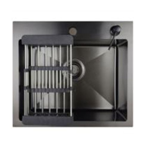 Мойка для кухни врезная Агата B6050-AR графит из нержавеющей стали, 60*50 см с сифоном, коландером, дозатором