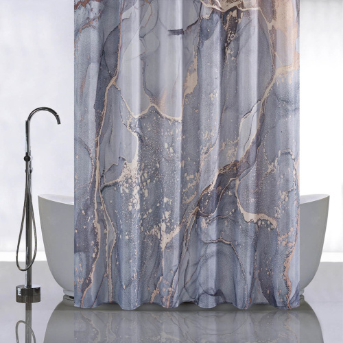 Штора для ванной Санакс 01-93 Серые разводы 180х180 мм без колец
