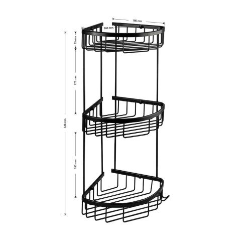 Полка овальная TITAN 76062 тройная с креплением к стене черный