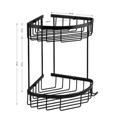 Полка овальная TITAN 76061 двойная с креплением к стене черный
