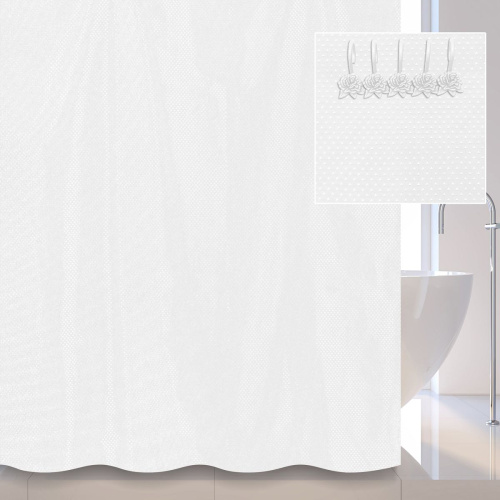 Штора для ванной Savol FM-B20W c кольцами 180*200 см