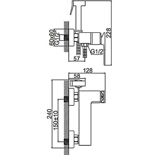 Смеситель для биде LEDEME L5278B с гигиенической лейкой черный
