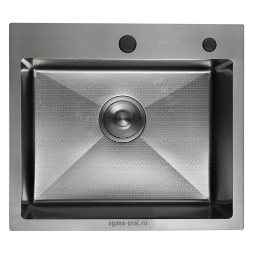 Мойка для кухни врезная GERHANS K36050BD графит из нержавеющей стали, 60х50 см с сифоном