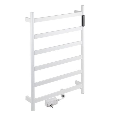 Полотенцесушитель электрический KRAFTTE 44048 Белый, матовый лесенка на 6 перекладин из нерж. стали с таймером 480 х 730 х 90 мм, 75W