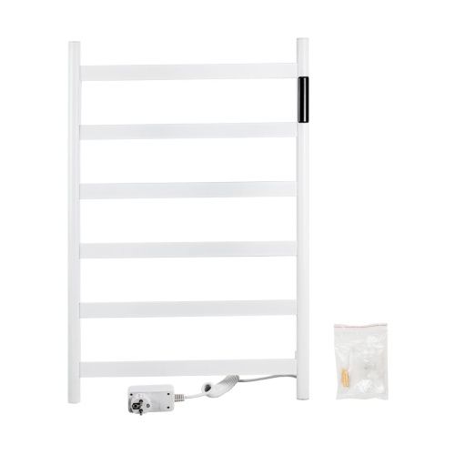Полотенцесушитель электрический KRAFTTE 44048 Белый, матовый лесенка на 6 перекладин из нерж. стали с таймером 480 х 730 х 90 мм, 75W