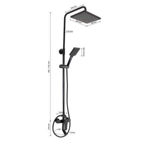 Душевая стойка со смесителем GFmark 5775 под состаренную медь