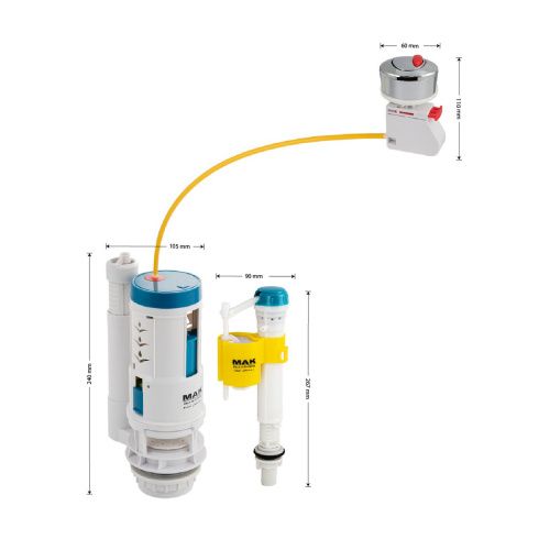 Арматура для бачка MAK 10037 впускной нижний, выпускной клапан
