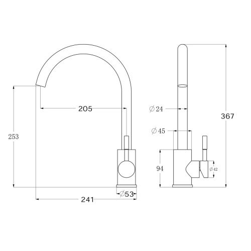 Смеситель для кухни OLIVE'S Olisan ST1007B STEEL черный из нержавеющей стали
